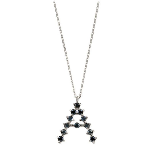Black zirconia initial silver - ByMirelae