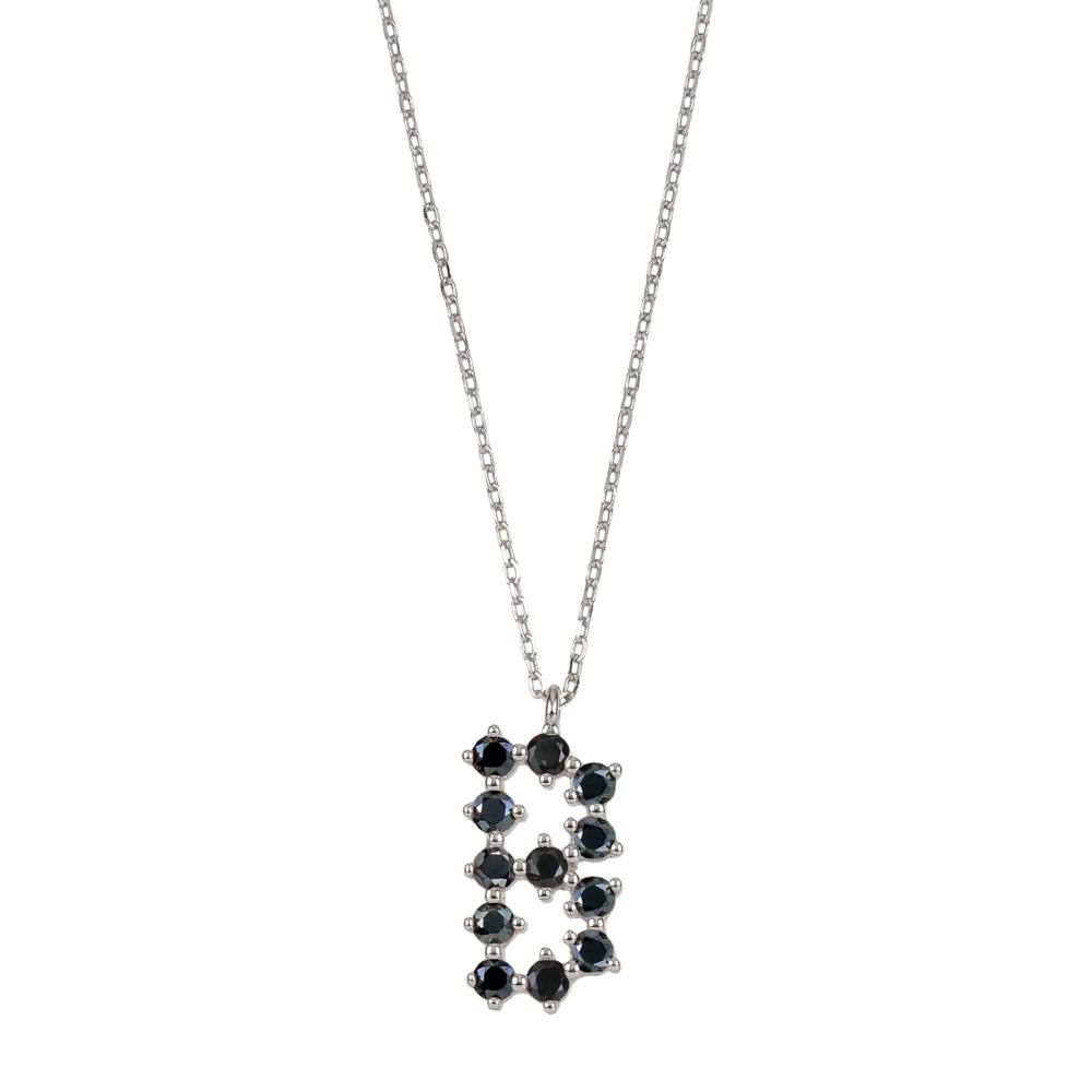 Black zirconia initial silver - ByMirelae