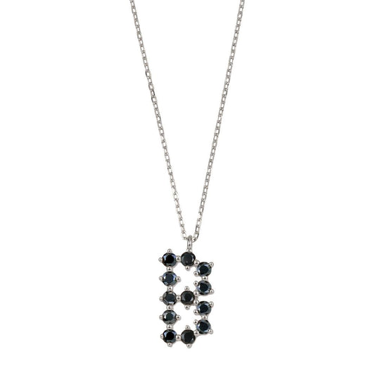 Black zirconia initial silver - ByMirelae