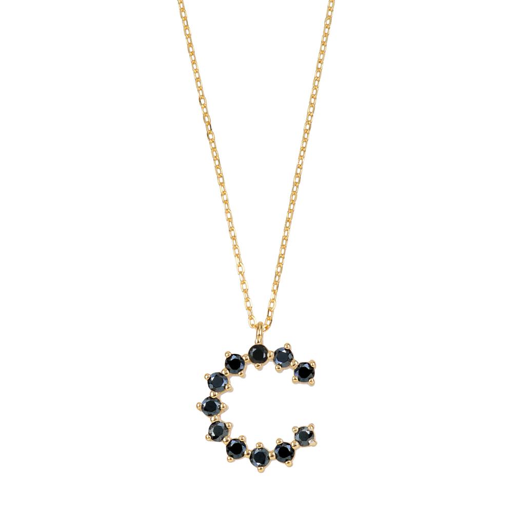 Black zirconia initial gold - ByMirelae