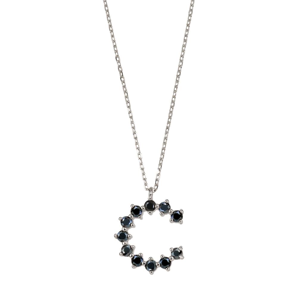 Black zirconia initial silver - ByMirelae
