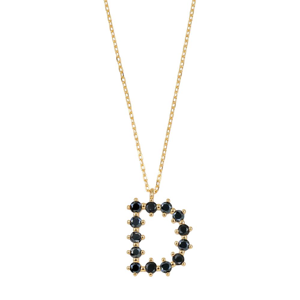 Black zirconia initial gold - ByMirelae