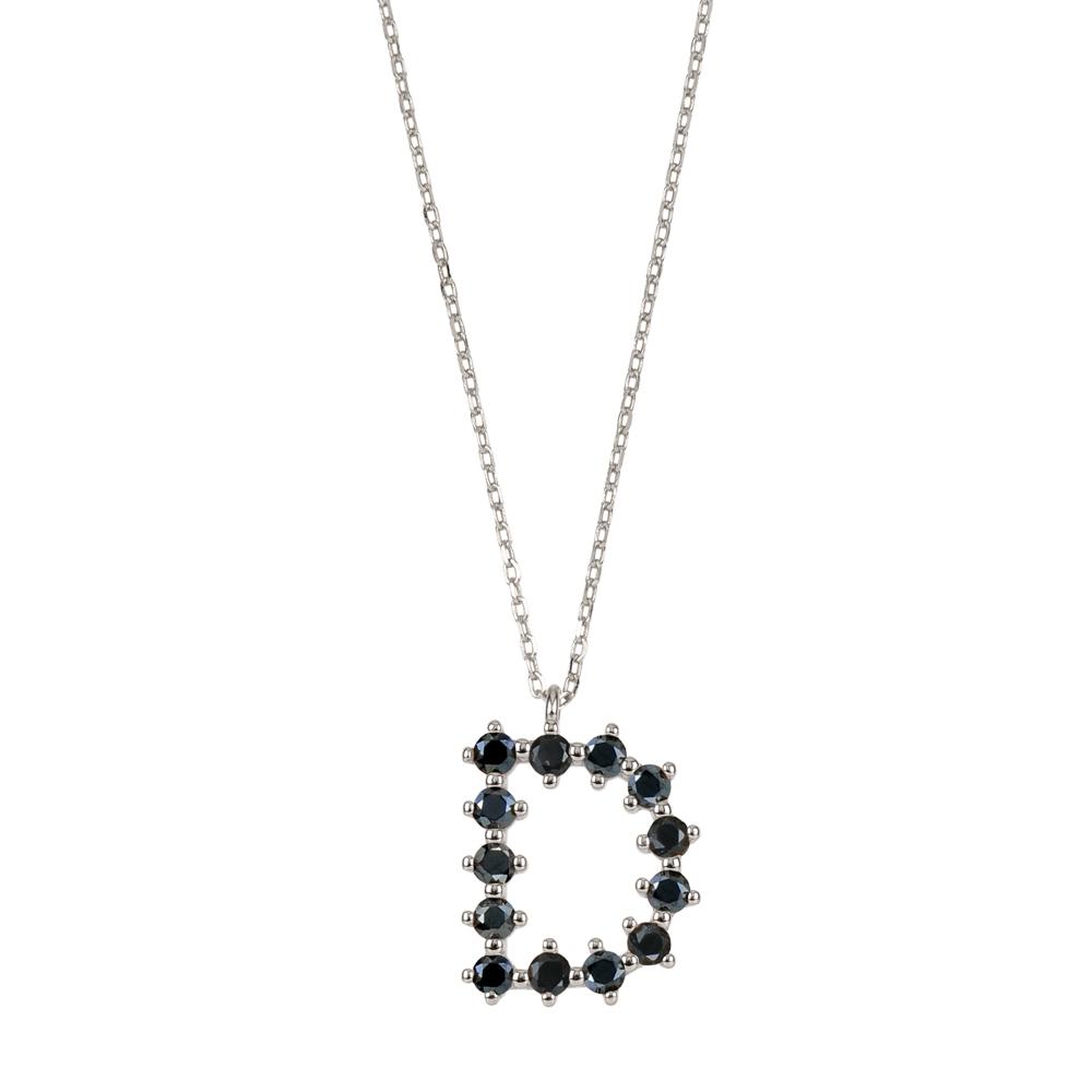 Black zirconia initial silver - ByMirelae