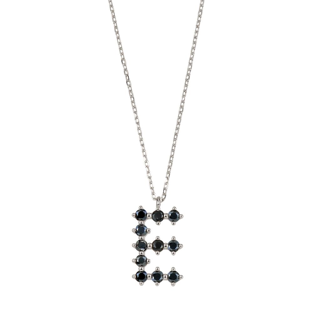 Black zirconia initial silver - ByMirelae