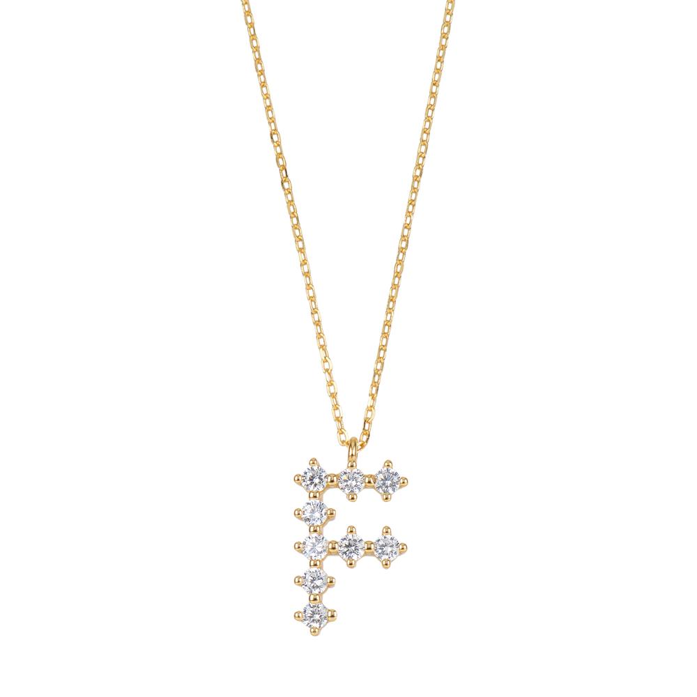 White zirconia initial gold - ByMirelae