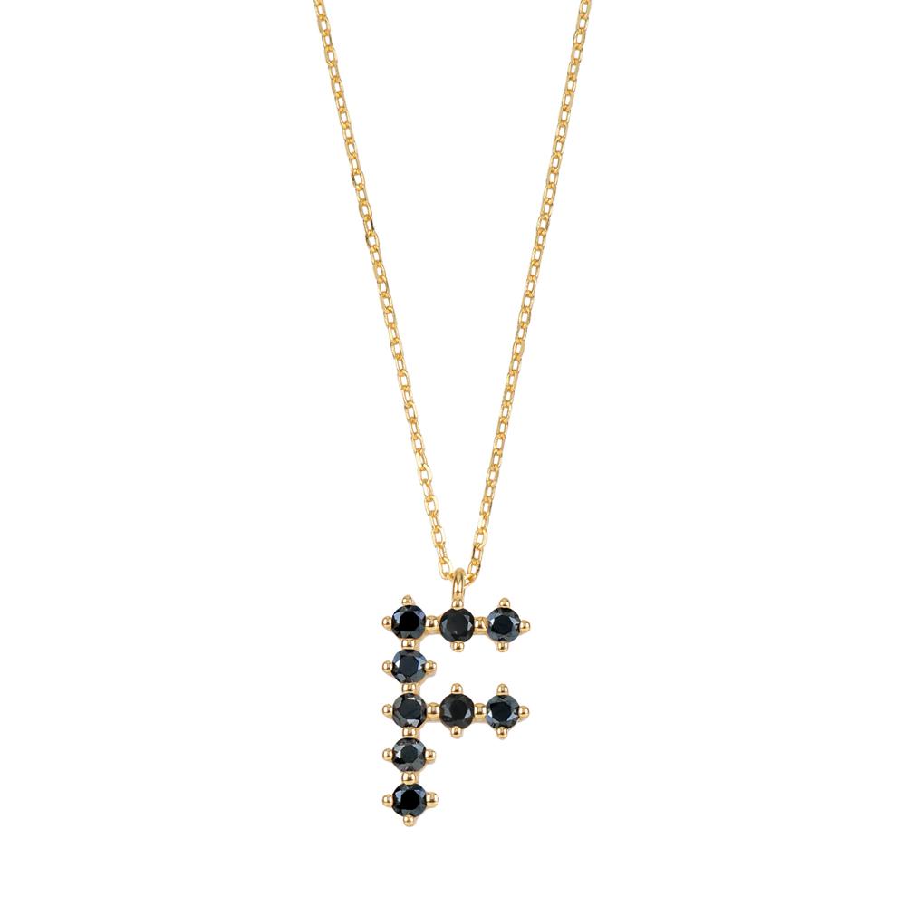 Black zirconia initial gold - ByMirelae