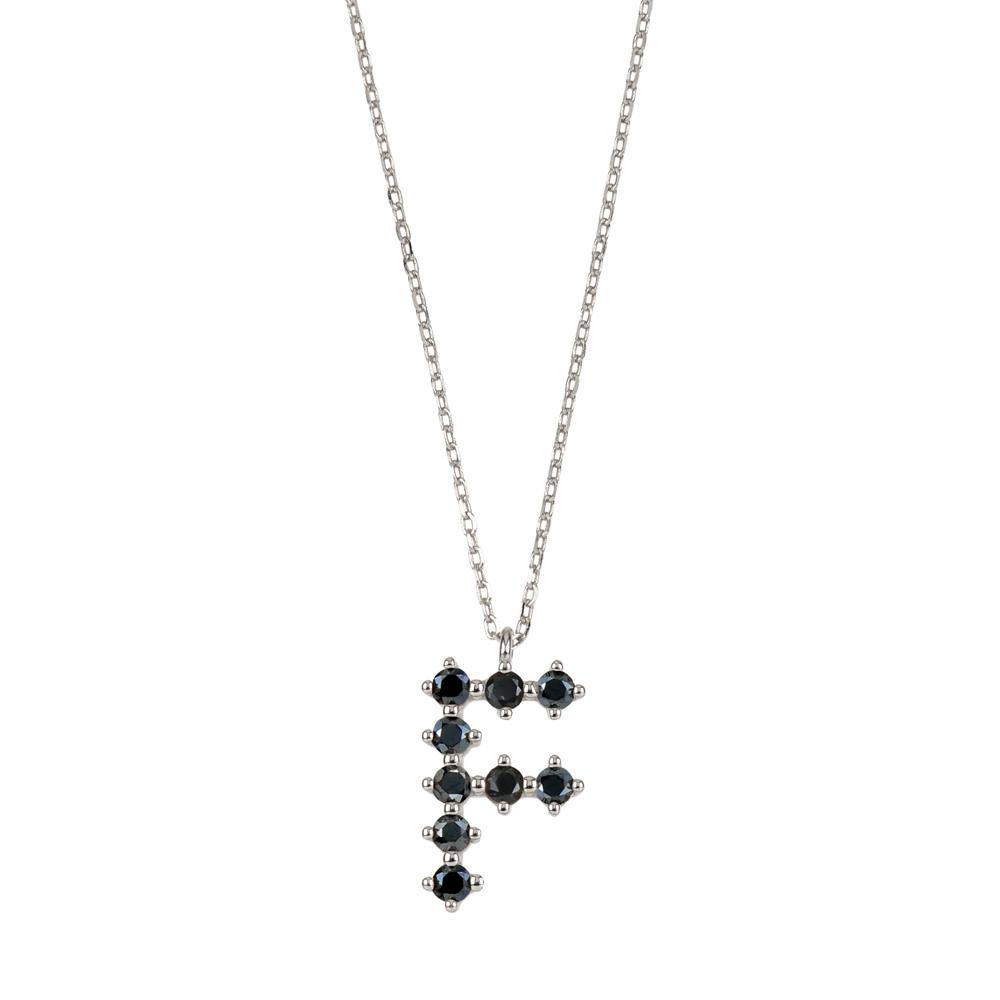 Black zirconia initial silver - ByMirelae