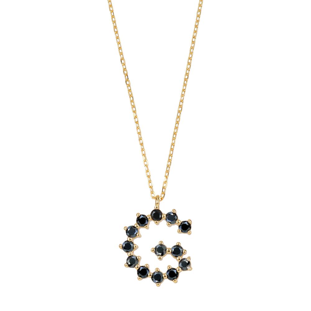 Black zirconia initial gold - ByMirelae