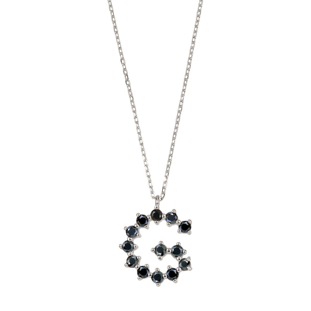 Black zirconia initial silver - ByMirelae