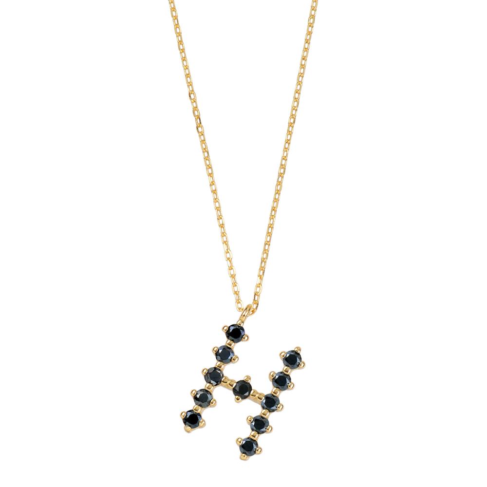 Black zirconia initial gold - ByMirelae