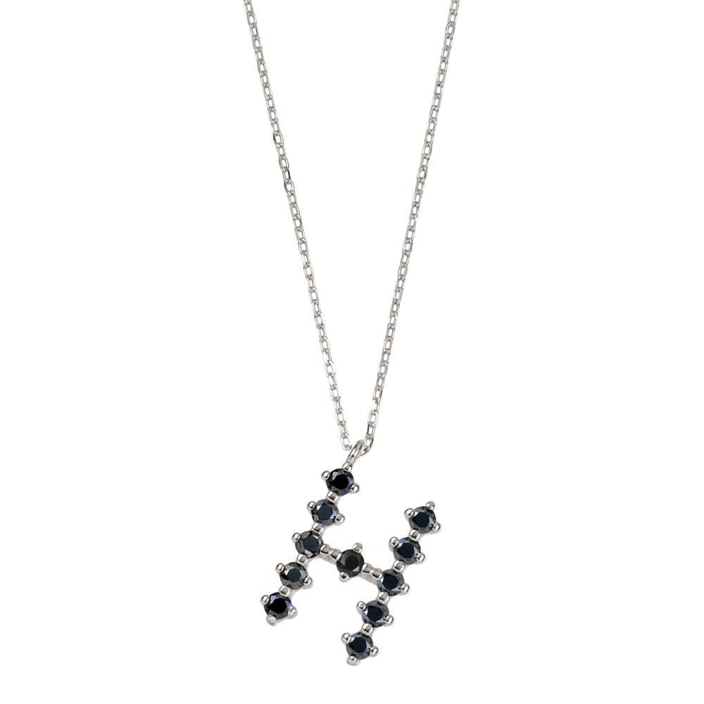 Black zirconia initial silver - ByMirelae