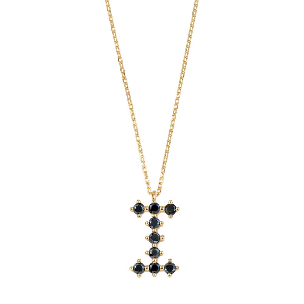 Black zirconia initial gold - ByMirelae