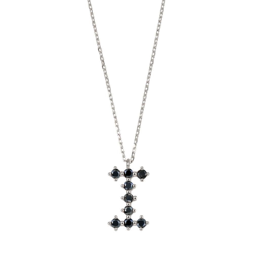 Black zirconia initial silver - ByMirelae