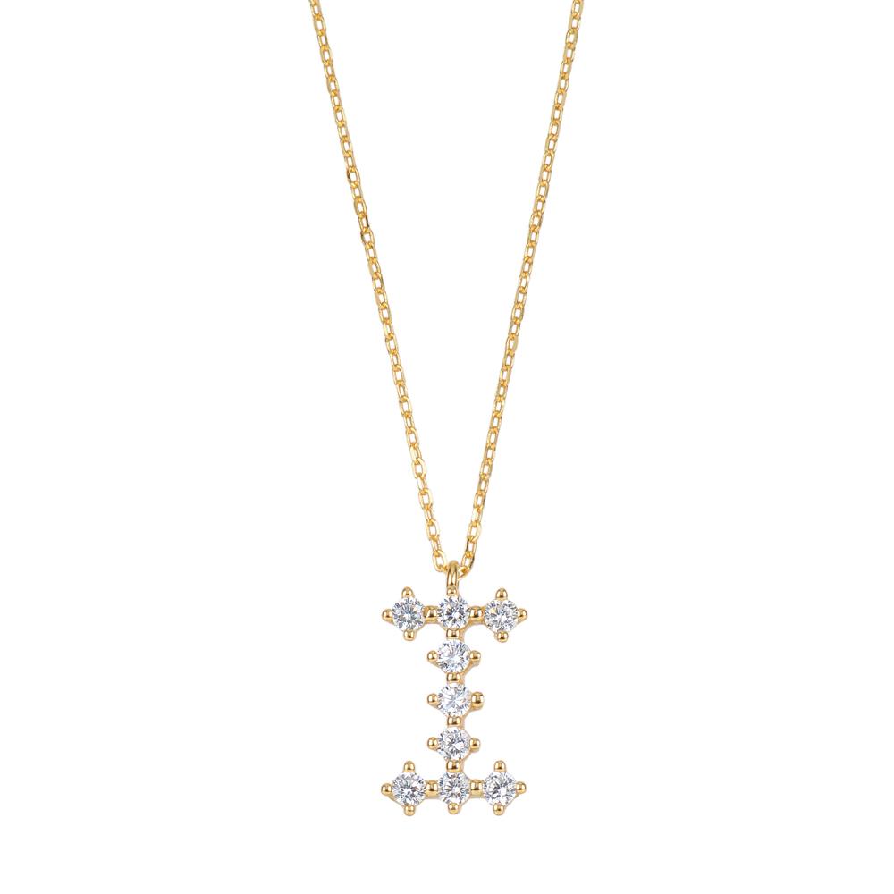 White zirconia initial gold - ByMirelae