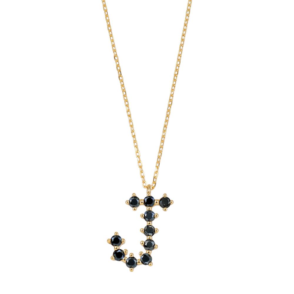 Black zirconia initial gold - ByMirelae