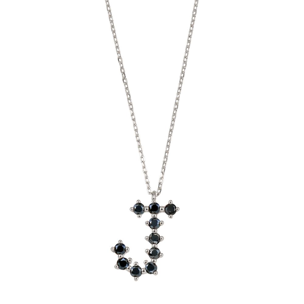 Black zirconia initial silver - ByMirelae