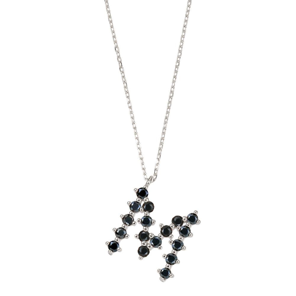 Black zirconia initial silver - ByMirelae