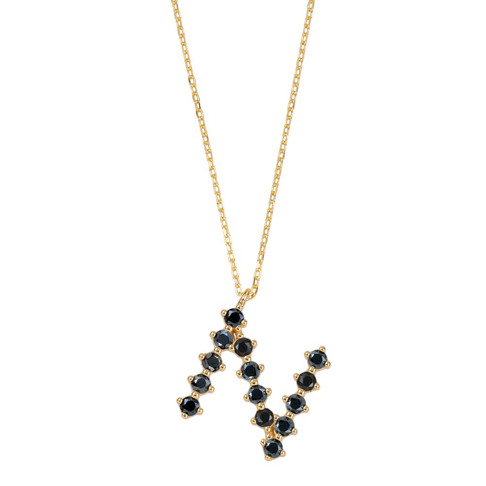 Black zirconia initial gold - ByMirelae