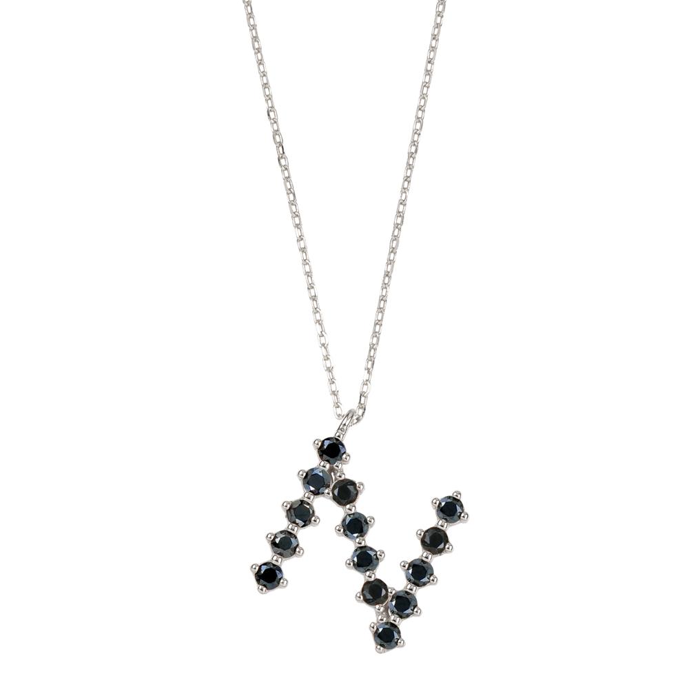 Black zirconia initial silver - ByMirelae