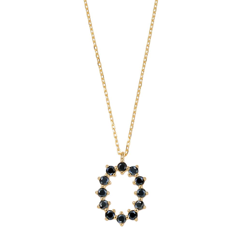 Black zirconia initial gold - ByMirelae