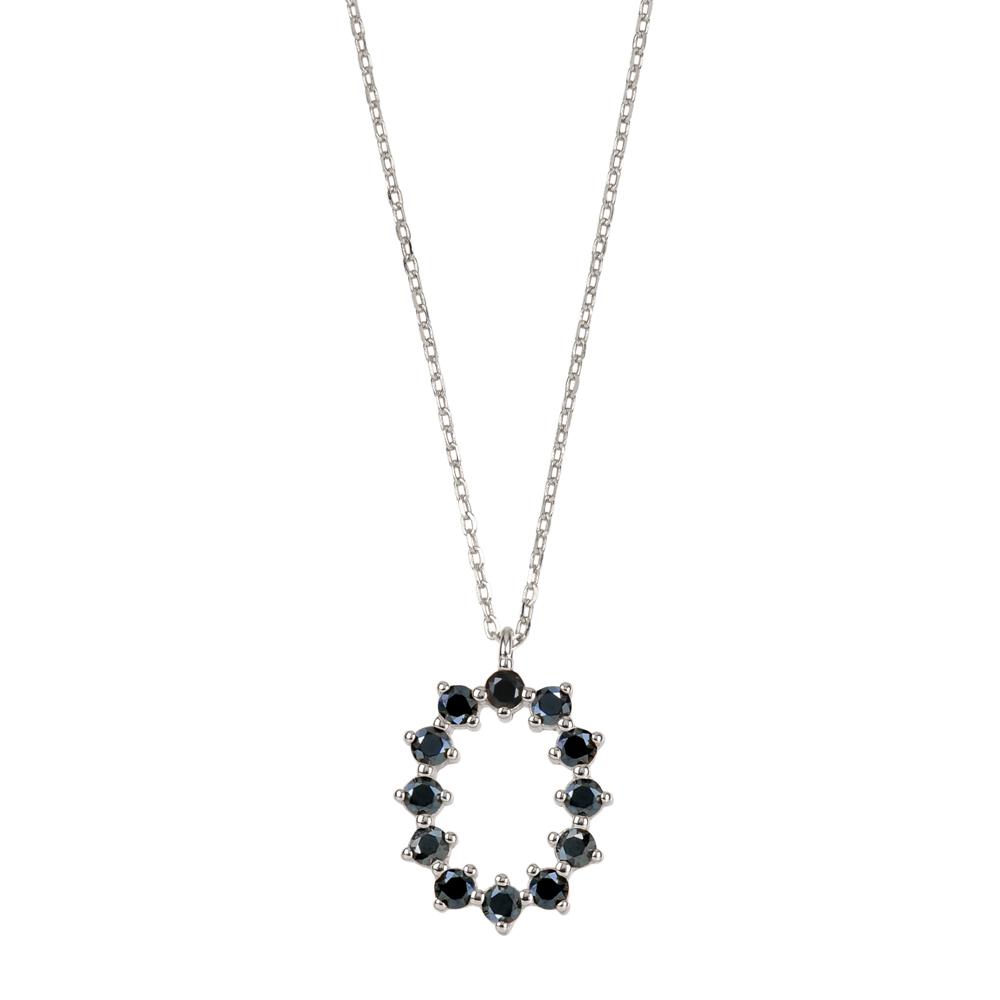 Black zirconia initial silver - ByMirelae