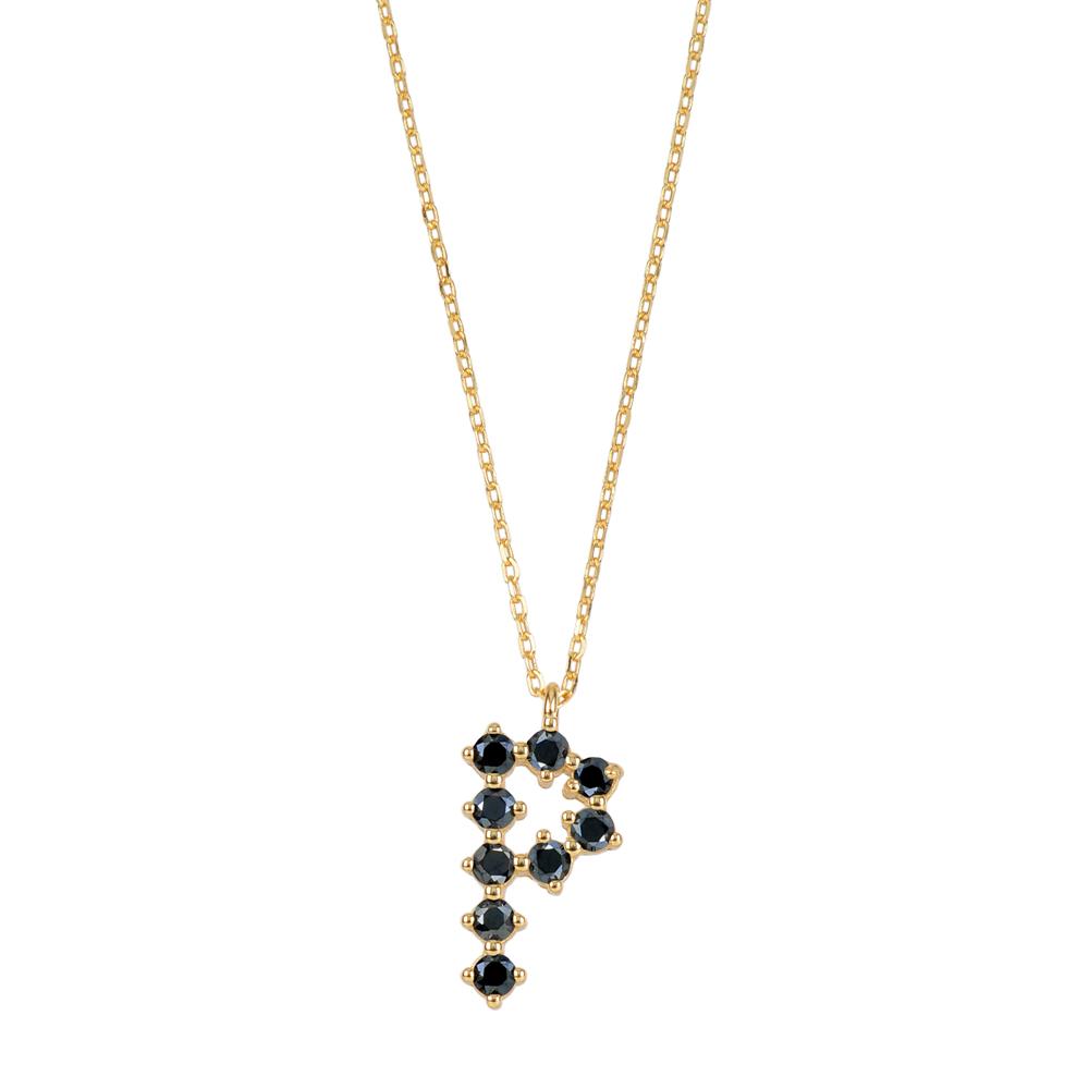 Black zirconia initial gold - ByMirelae