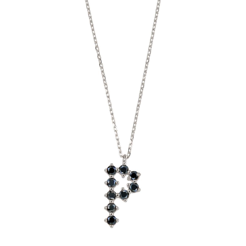 Black zirconia initial silver - ByMirelae