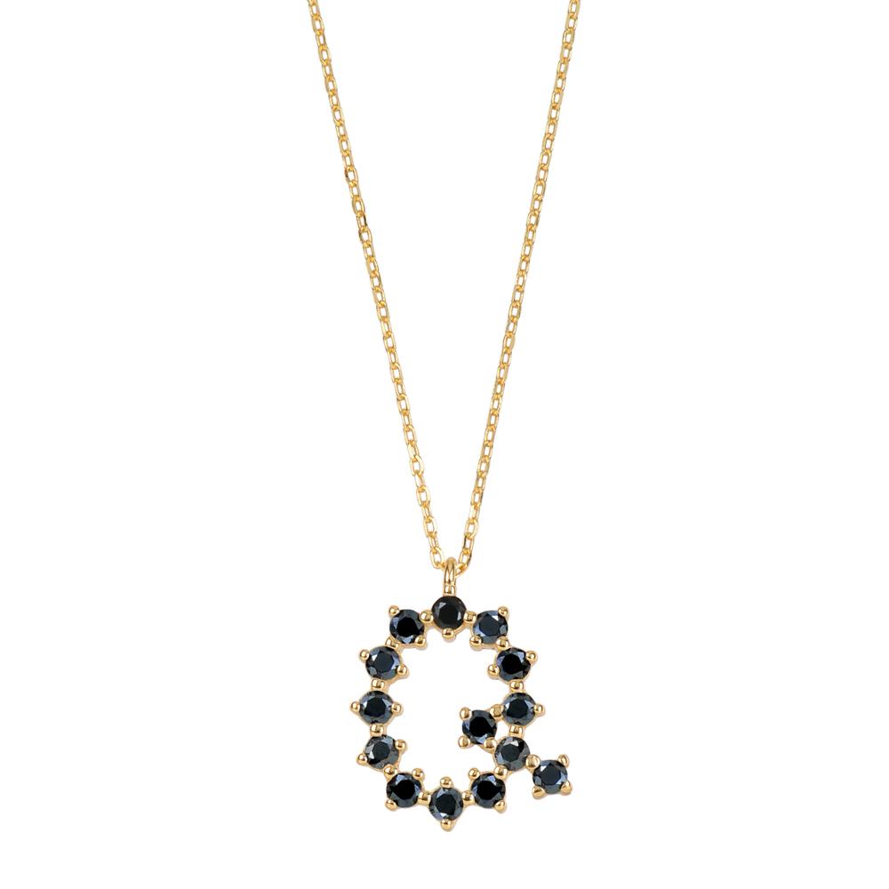 Black zirconia initial gold - ByMirelae