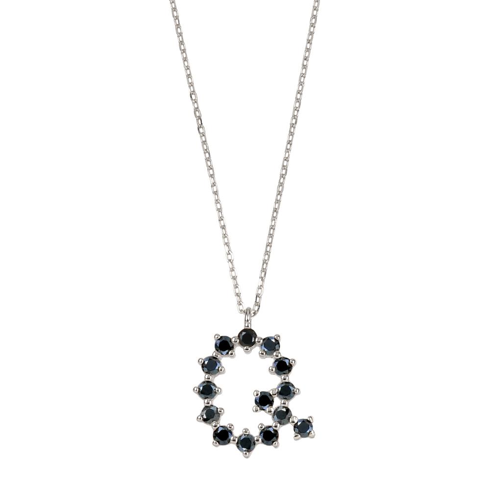 Black zirconia initial silver - ByMirelae