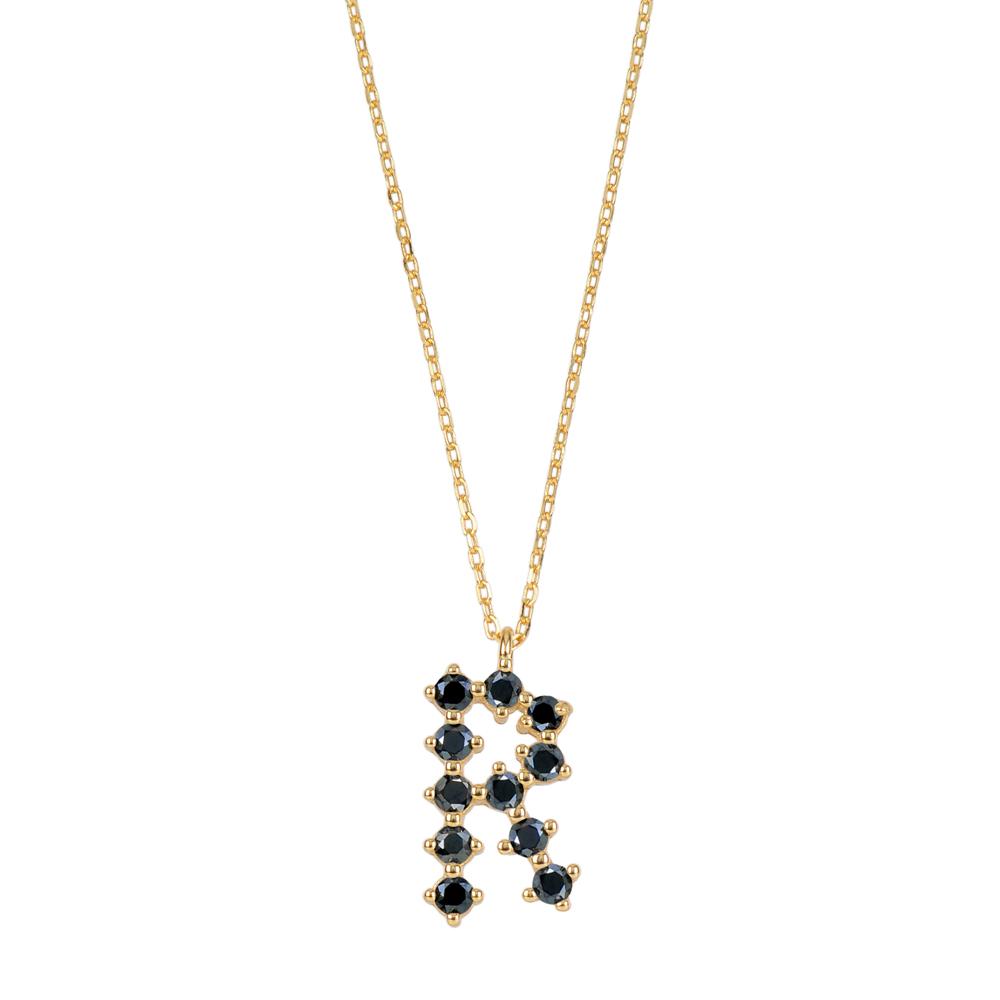 Black zirconia initial gold - ByMirelae