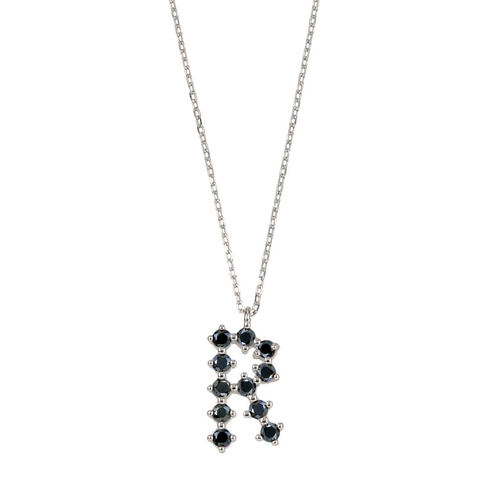Black zirconia initial silver - ByMirelae