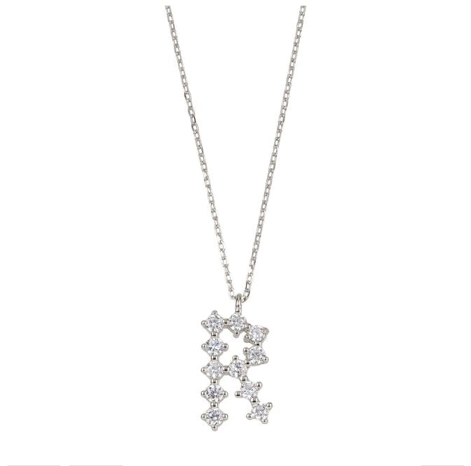 White zirconia initial silver - ByMirelae