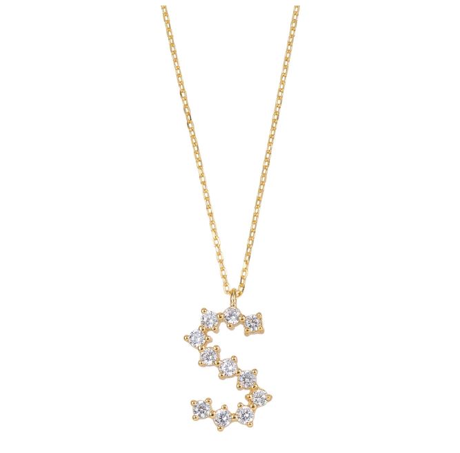 White zirconia initial gold - ByMirelae