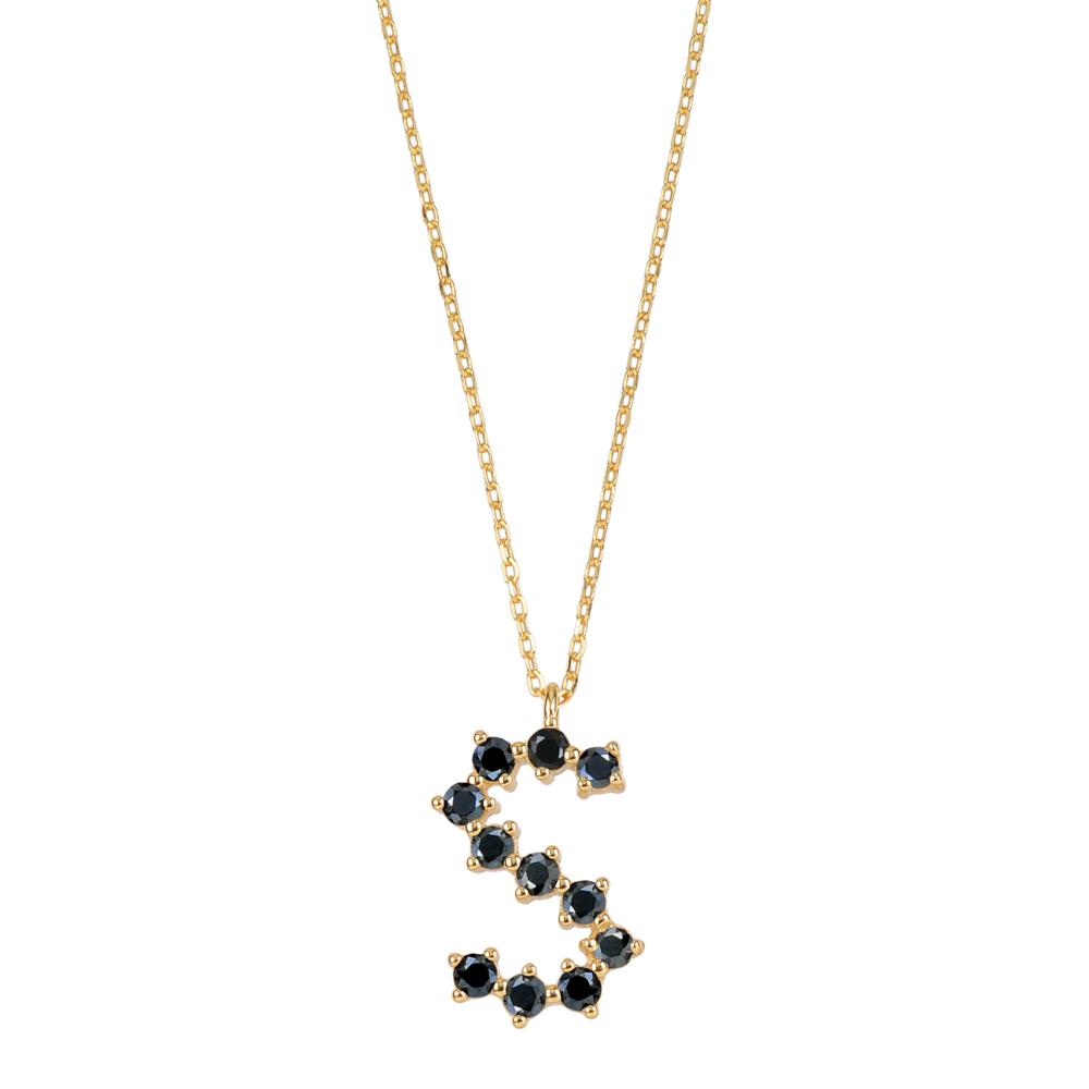 Black zirconia initial gold - ByMirelae
