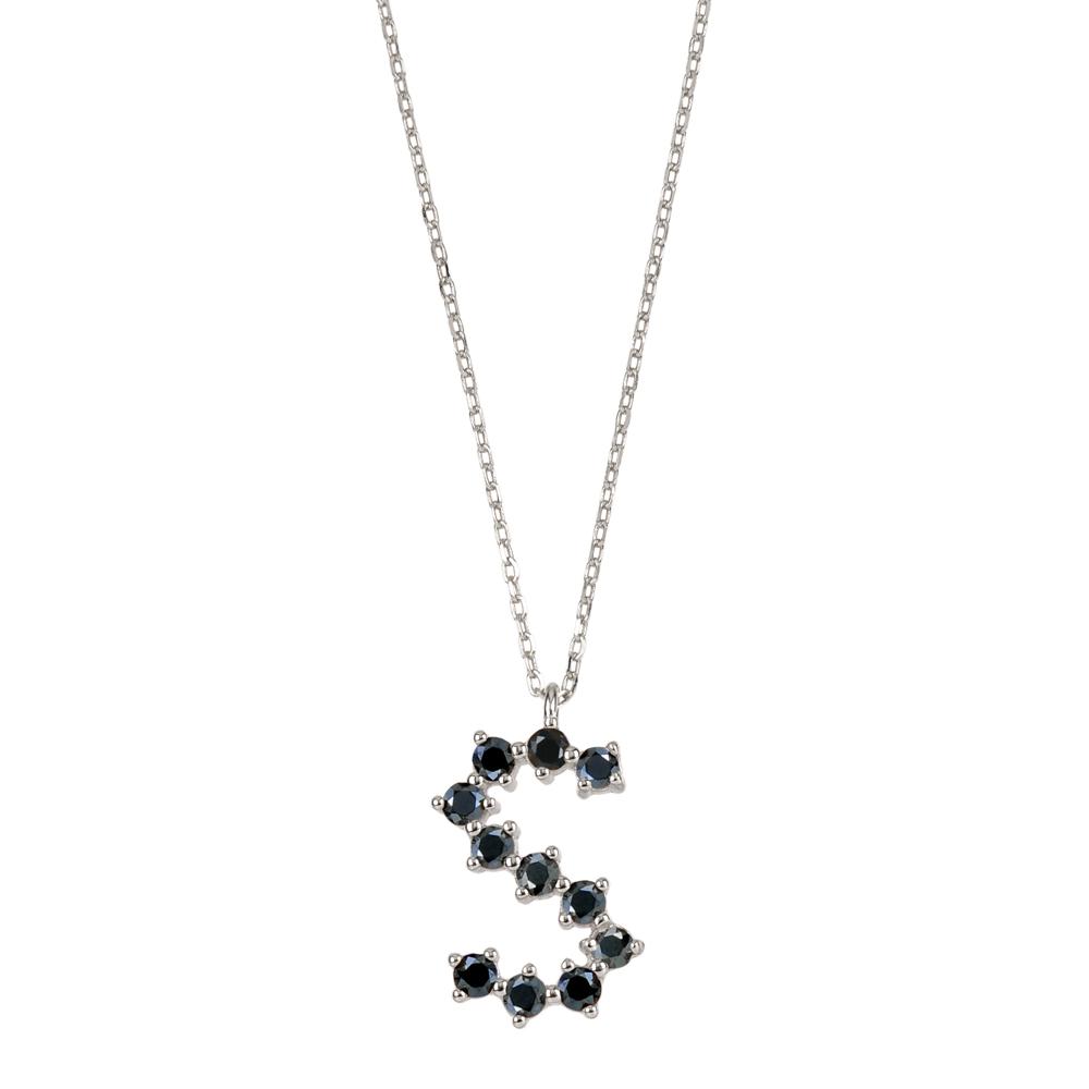 Black zirconia initial silver - ByMirelae