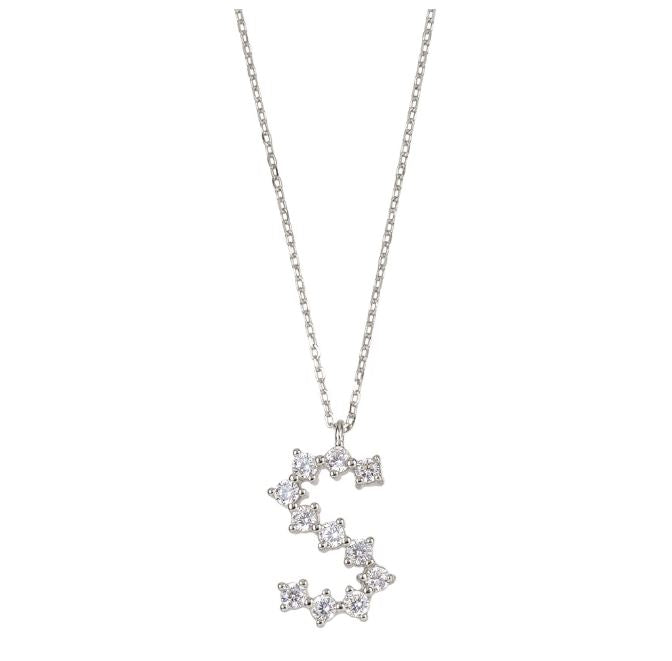 White zirconia initial silver - ByMirelae
