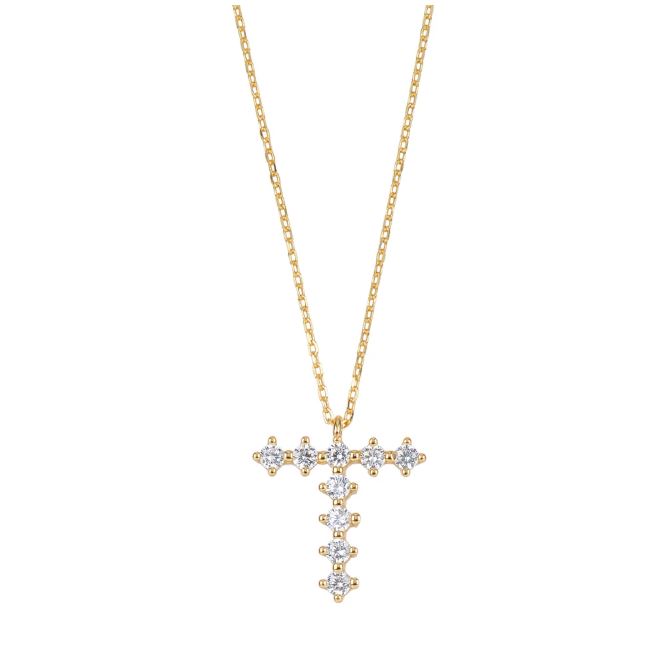 White zirconia initial gold - ByMirelae