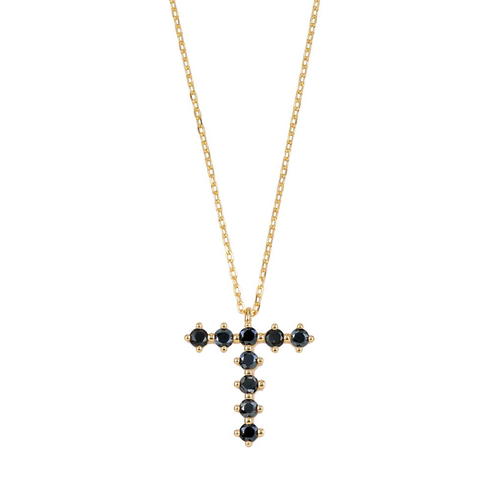 Black zirconia initial gold - ByMirelae