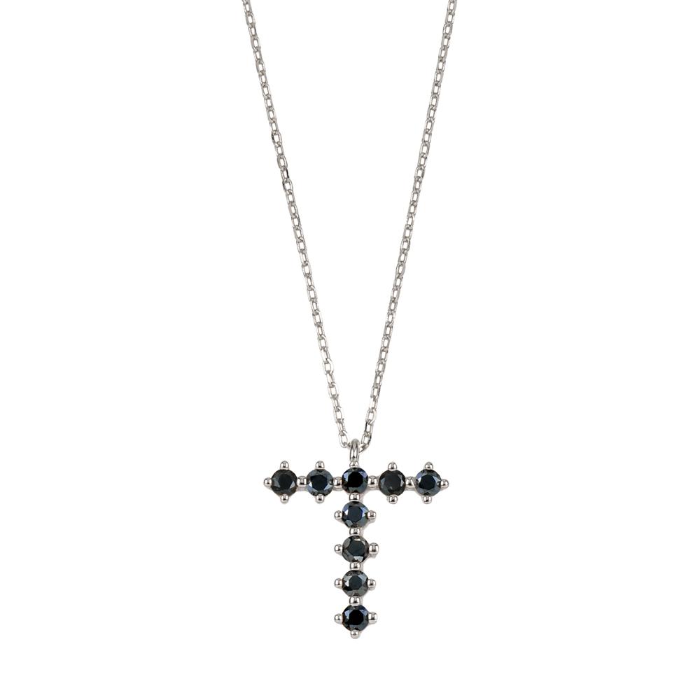 Black zirconia initial silver - ByMirelae