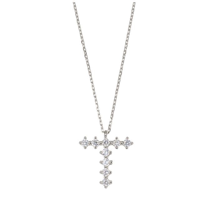 White zirconia initial silver - ByMirelae