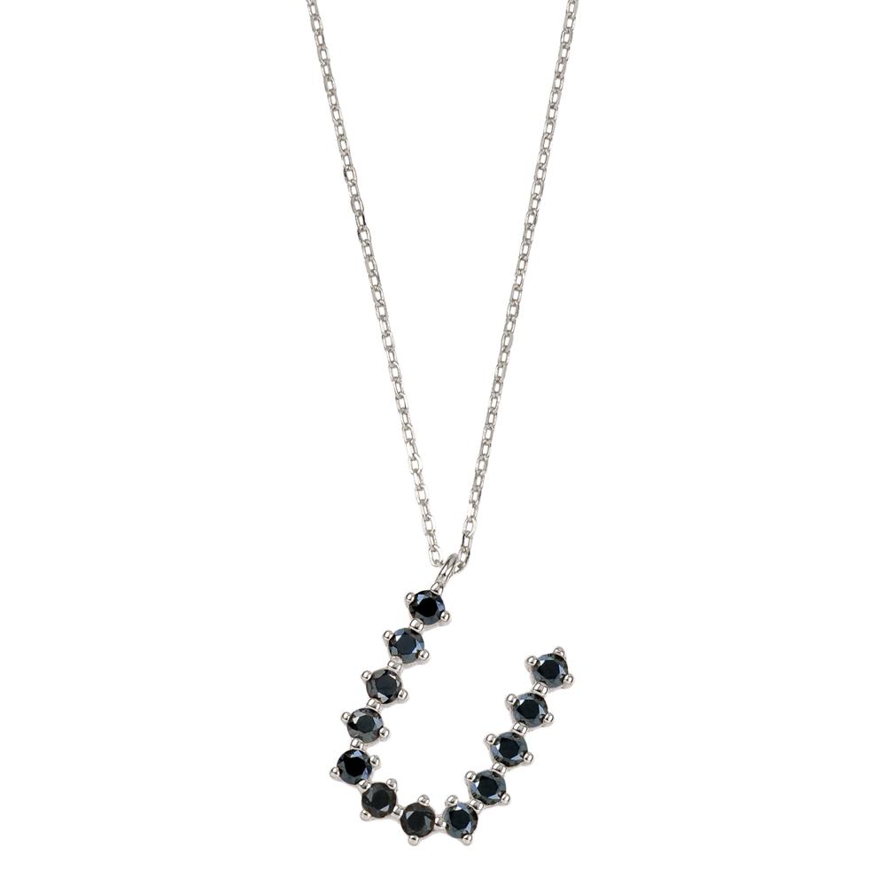 Black zirconia initial silver - ByMirelae