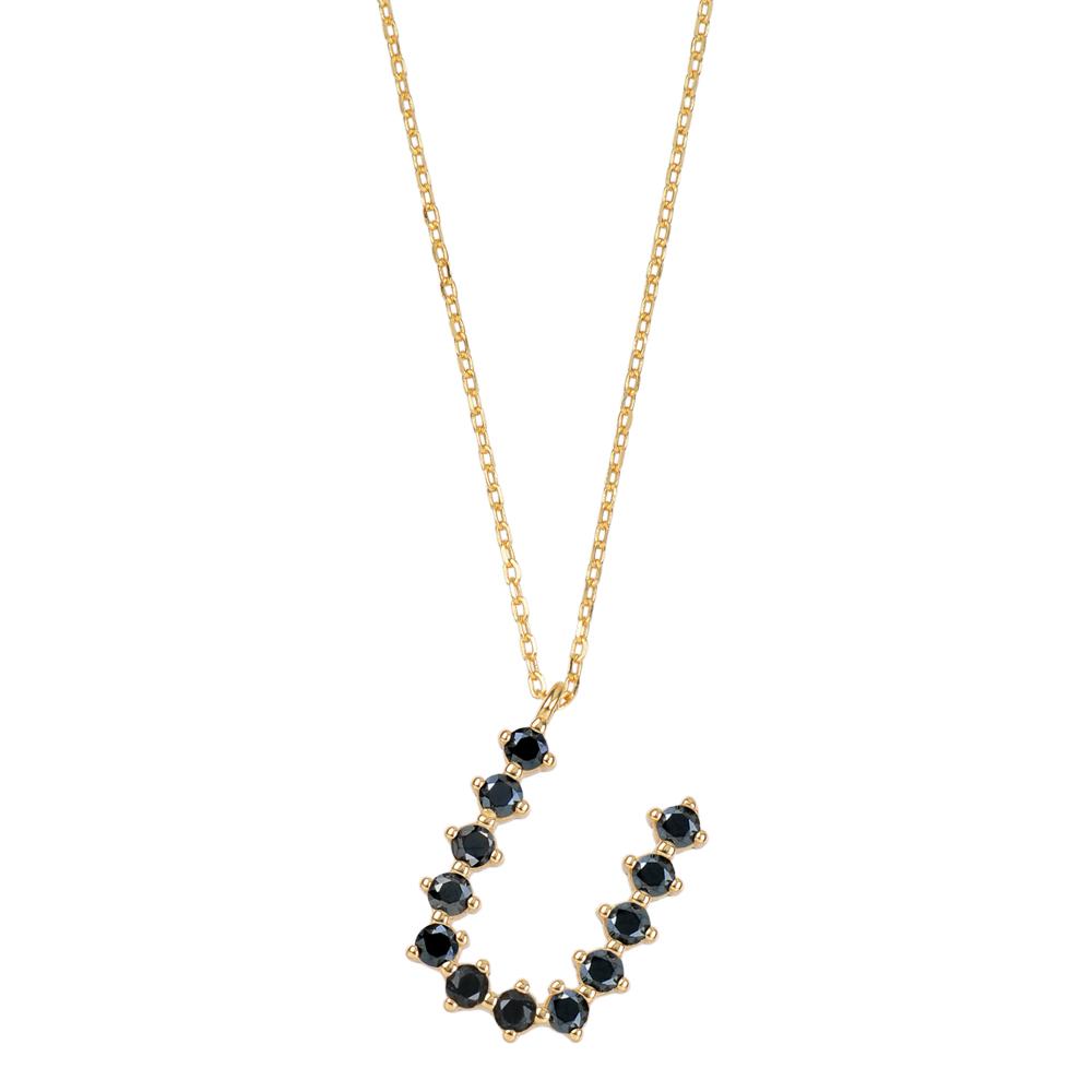 Black zirconia initial gold - ByMirelae
