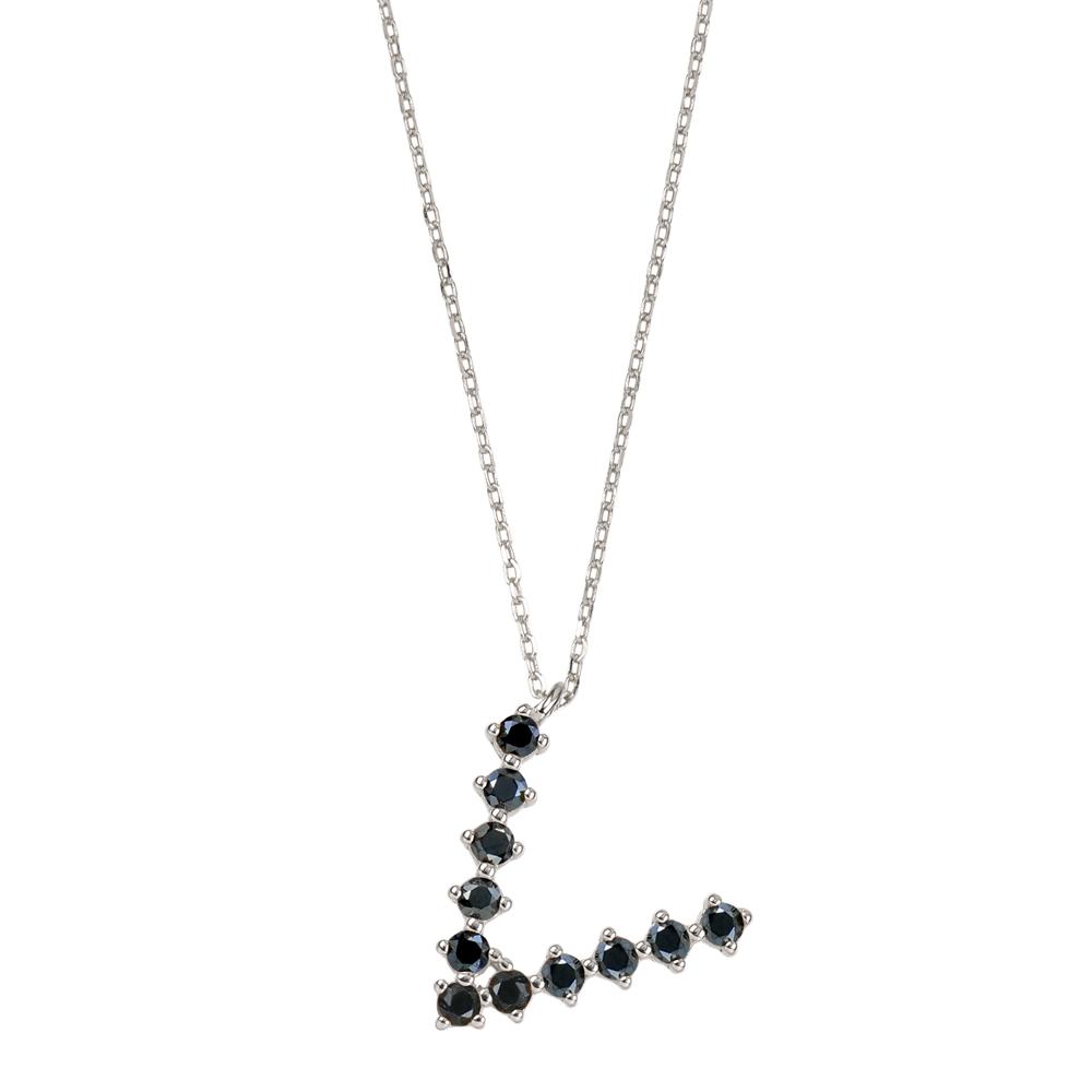 Black zirconia initial silver - ByMirelae
