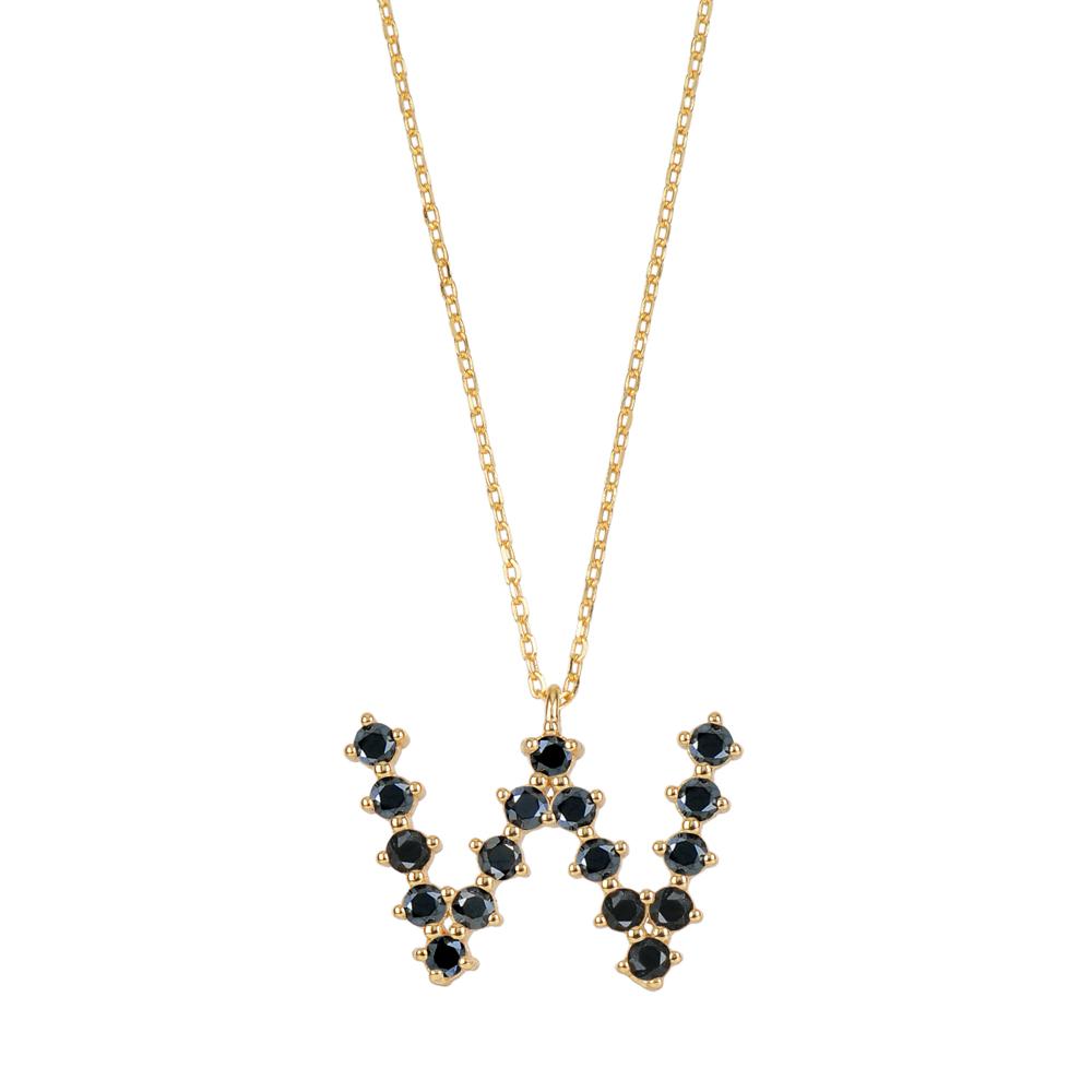 Black zirconia initial gold - ByMirelae