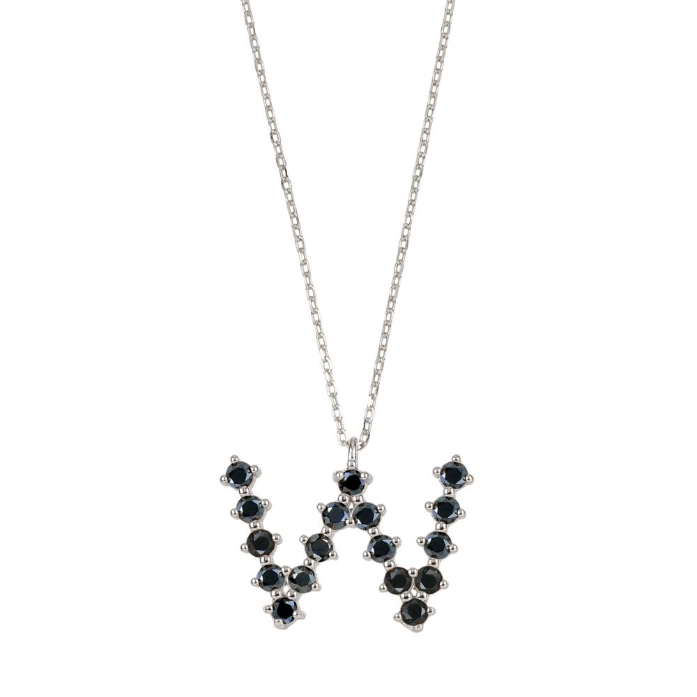 Black zirconia initial silver - ByMirelae