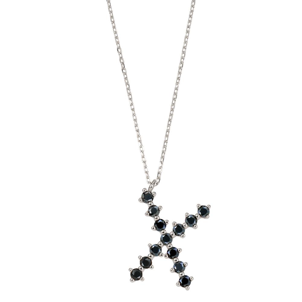 Black zirconia initial silver - ByMirelae