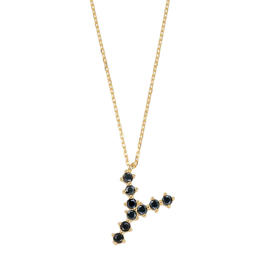 Black zirconia initial gold - ByMirelae