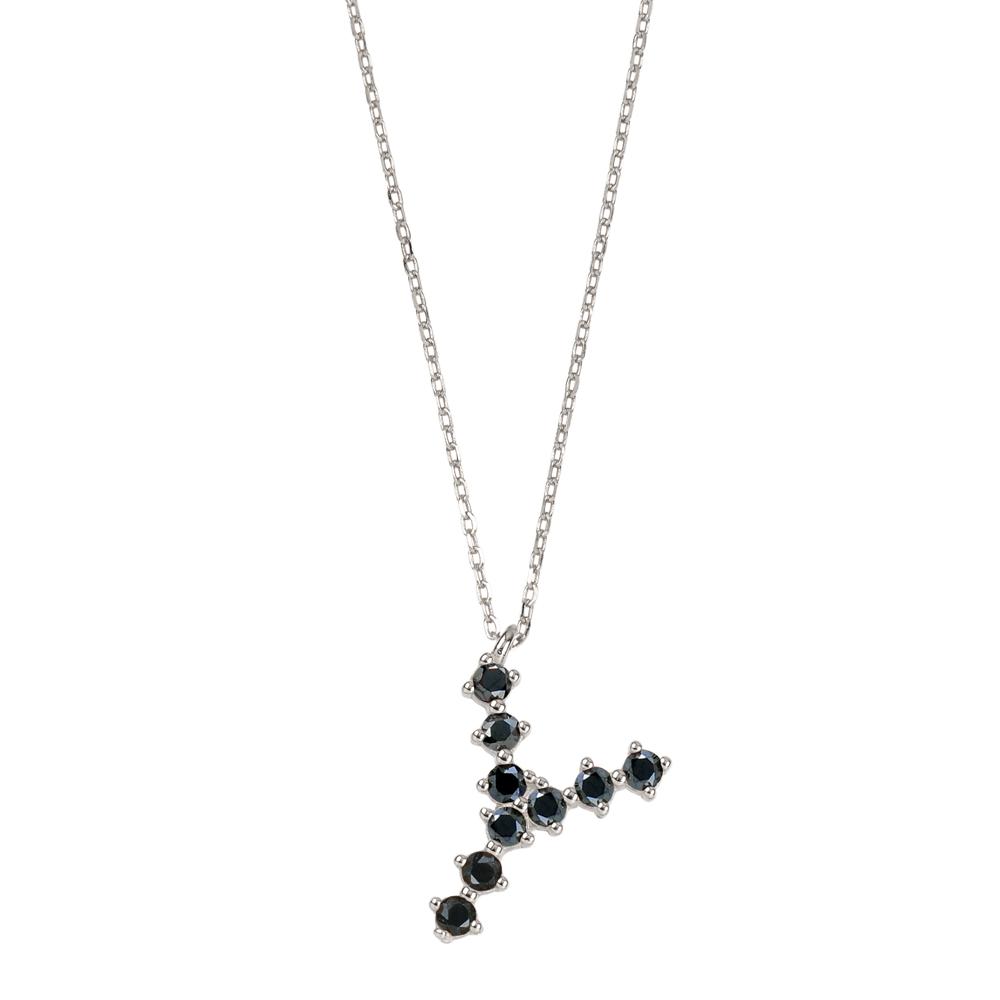 Black zirconia initial silver - ByMirelae