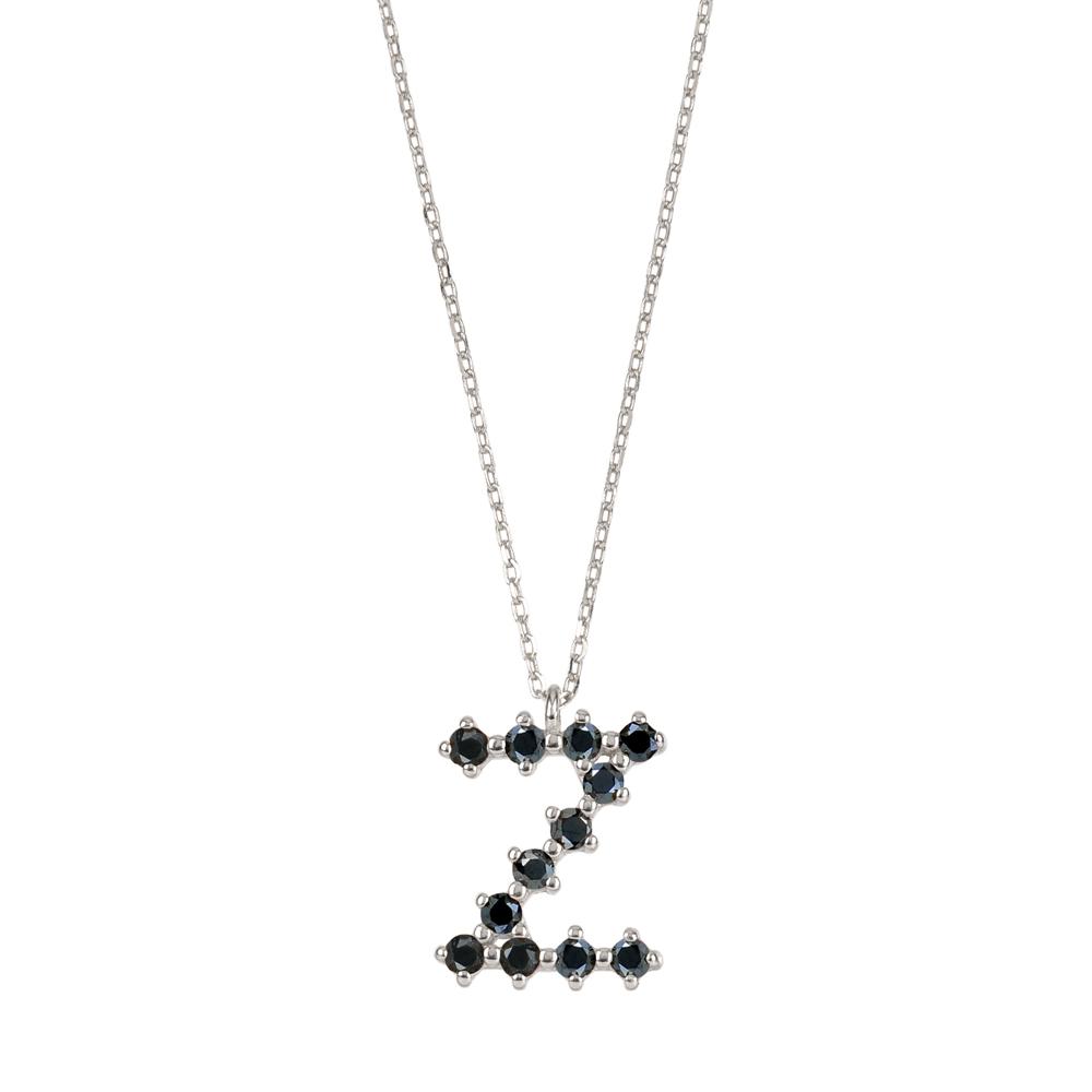 Black zirconia initial silver - ByMirelae