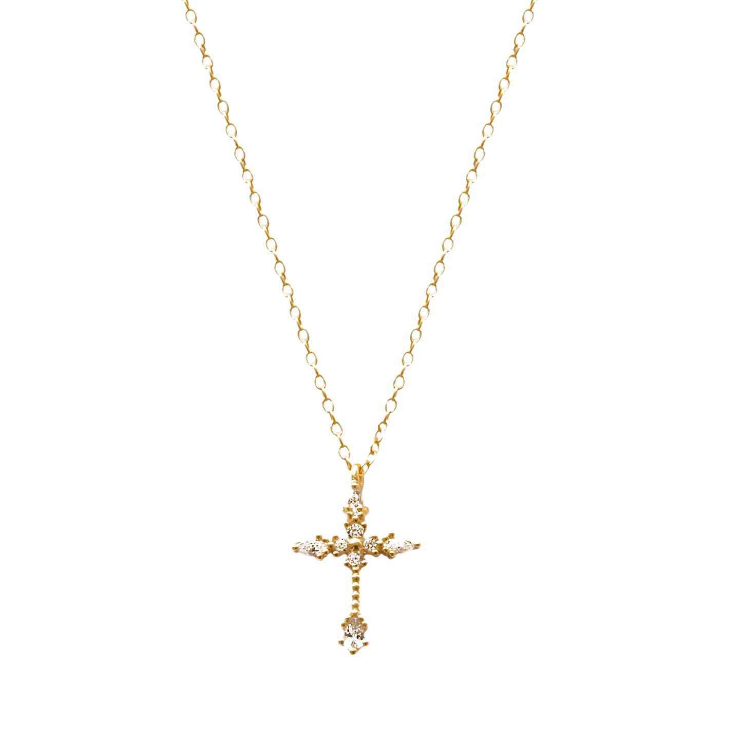 White zirconia thin cross gold - ByMirelae